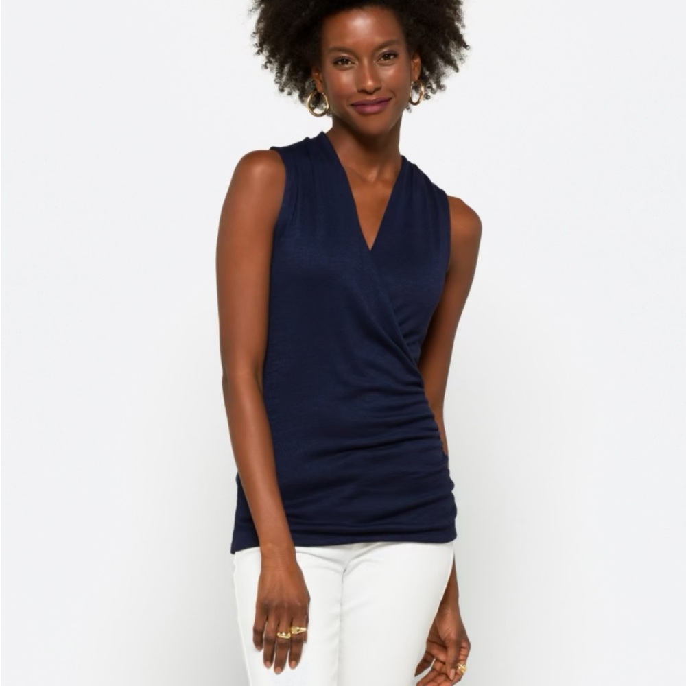41 Hawthorn Blue Sleeveless Wrap Blouse
